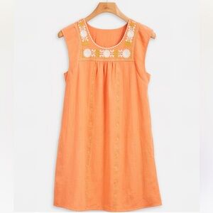 Faherty Luana Rhythm Orange Dress - S - White Floral Detail